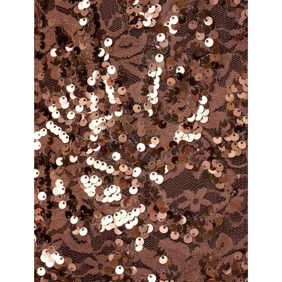 Adrianna Papell Women's Copper Sequin Off Shoulder Dress Size 14 EUC - Picture 3 of 11